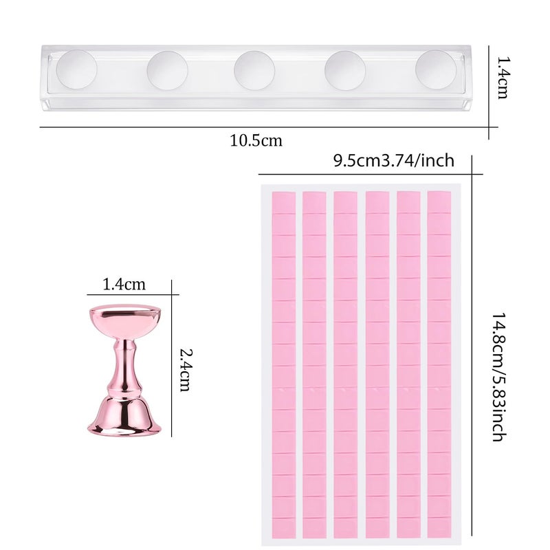 Etercycle Nail Stand Press On Nail Stand Nail Holder for Painting Nails Magnetic Nail Tips Practice Stands with 80Pcs Reusable Putty (Pink) - Image 4